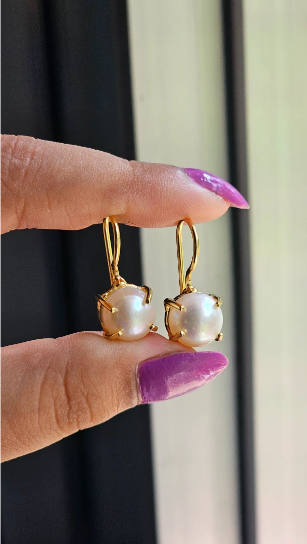 Elegant Genuine Freshwater Pearl Belkuri Earrings